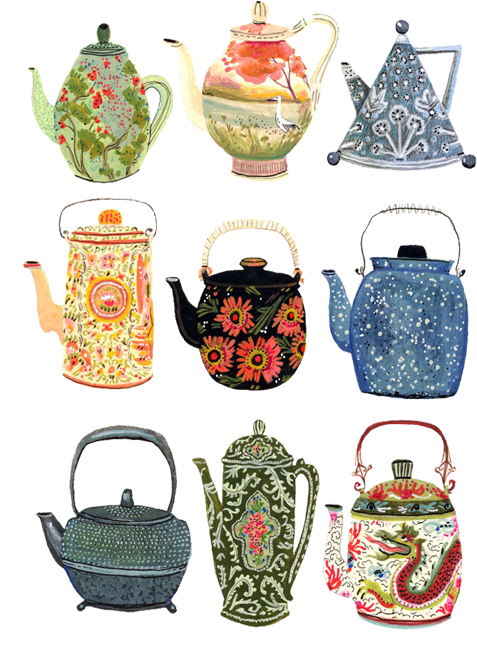 Illustration By Becca Stadtlander - Cute Teapot Illustrations (736x1005), Png Download
