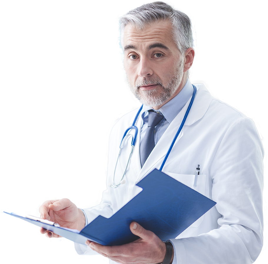 Doctor With Manila Folder In His Hand Looking At The - Physician (911x899), Png Download