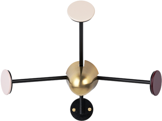 Matégot Coatrack - Brass/vintage Red/white/black (555x600), Png Download