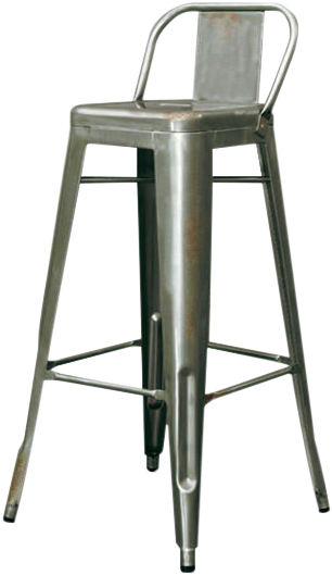 Industrial Barstool With Backrest Barstools And Tables - Bar Stool (632x632), Png Download