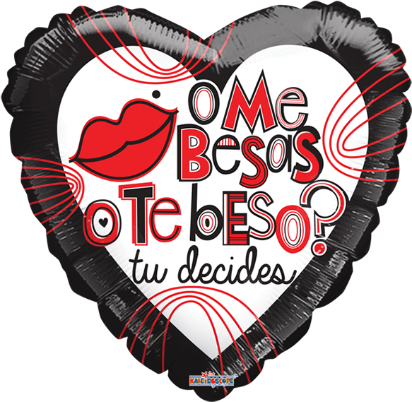 Globo Me Besas O Te Beso Tu Decides - 18" Anniversary With 2 Hearts Balloon - Mylar Balloons (600x600), Png Download