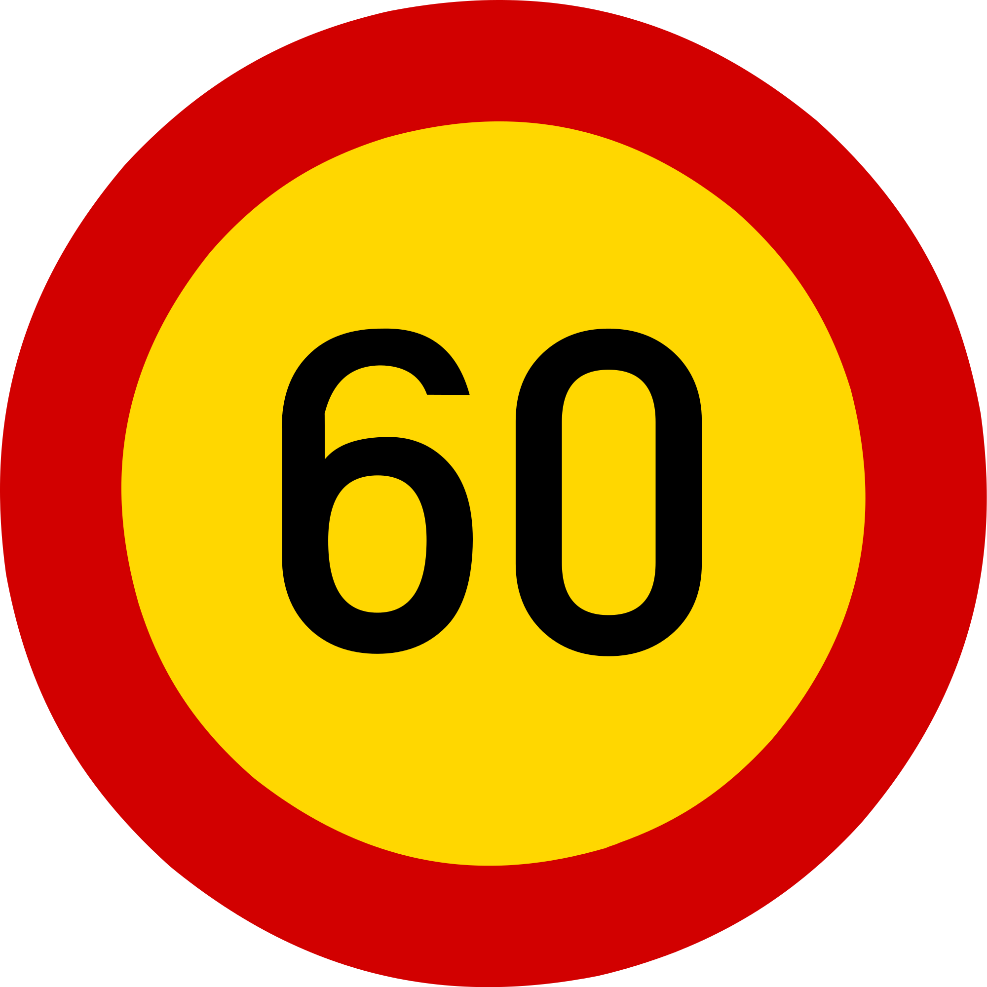Open - 60 Km Speed Limit Sign (2000x2000), Png Download