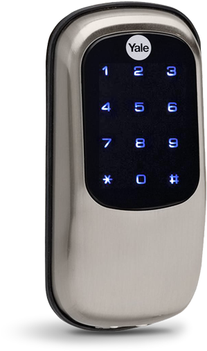 Touchscreen Door Lock - Yale Key-free Touchscreen Deadbolt With Zigbee (satin (625x600), Png Download