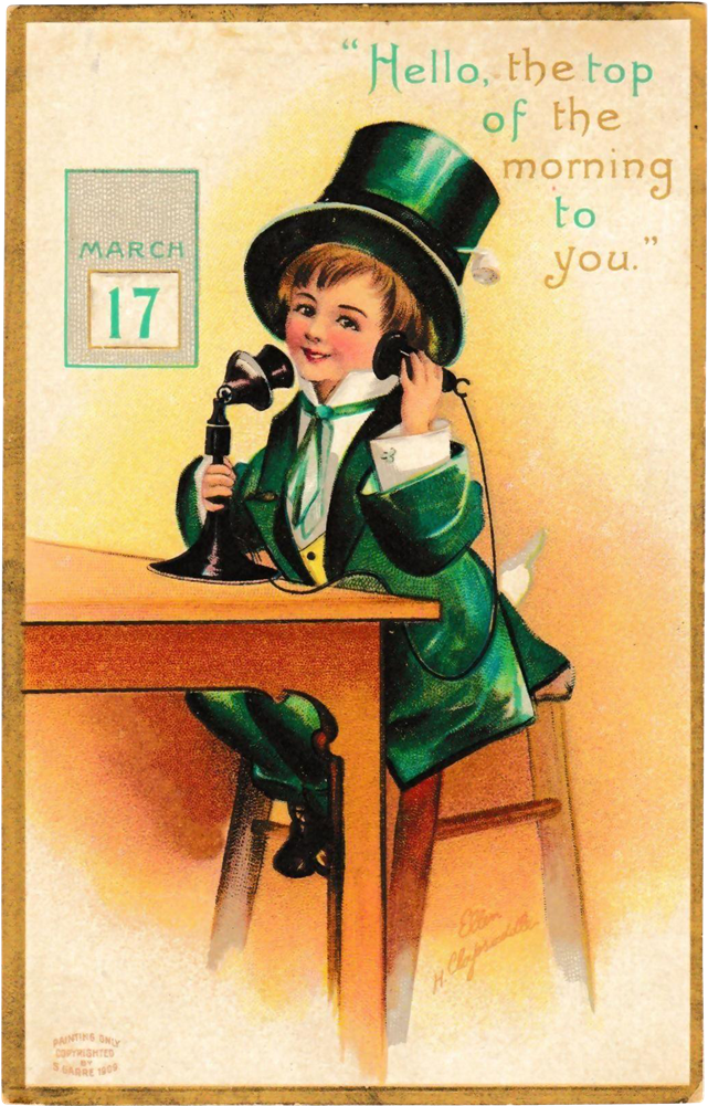 Antique Ellen Clapsaddle St - Top Of The Morning St Patrick's Day (1000x1000), Png Download
