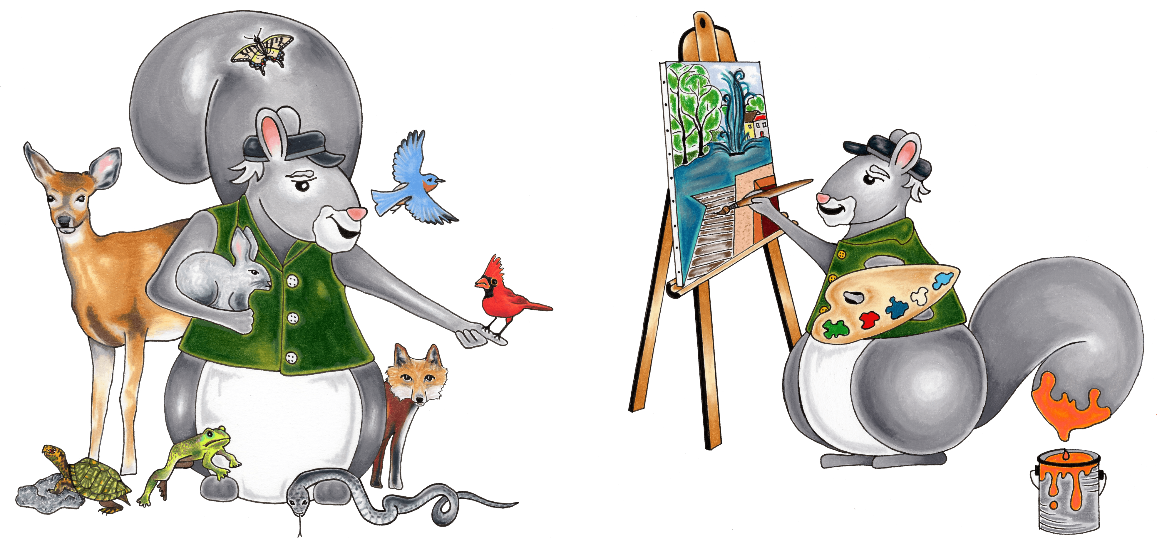 Reston A To Z Squirrels - Reston A To Z By Watt Hamlett (3936x1882), Png Download