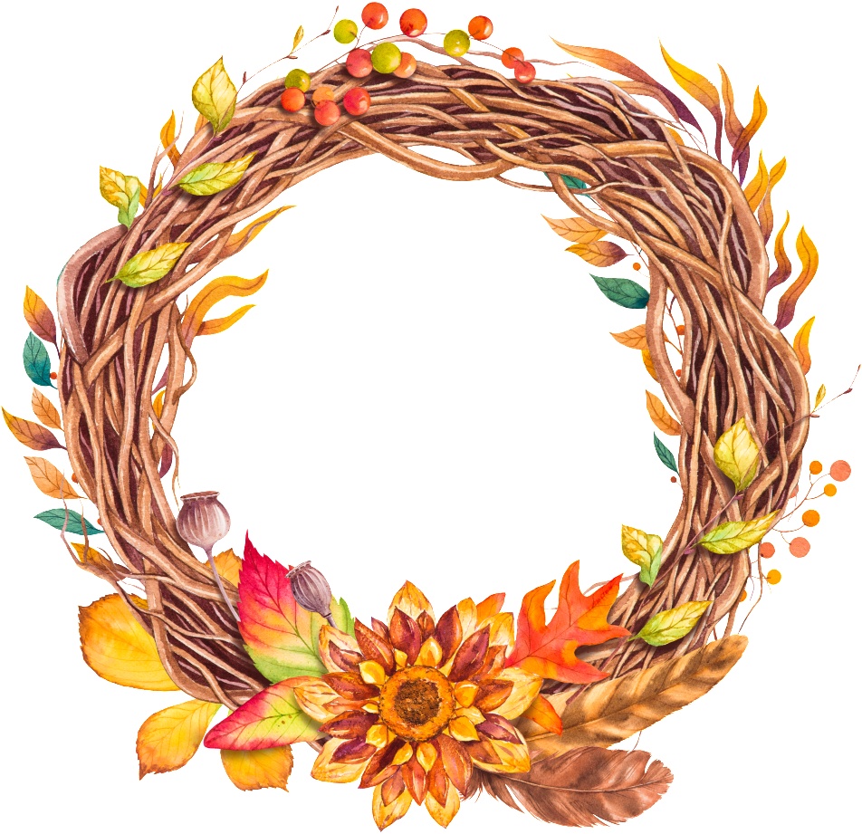 Flower Vine Ring Vector - Wreath (1024x1024), Png Download