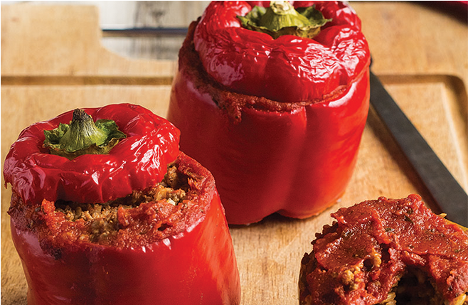 Mushroom Fajitas - Red Bell Pepper (1178x428), Png Download