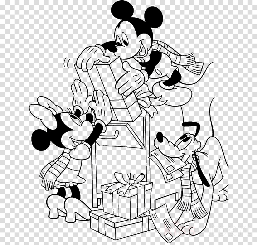 Mickey Mouse And Friends Drawing Christmas Clipart - Mickey Mouse Coloring Pages Disney Christmas (900x860), Png Download