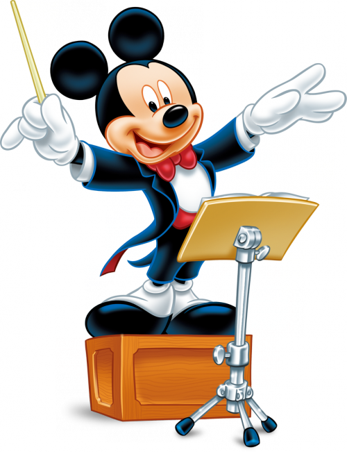 Musicista Walt Disney, Cute Disney, Disney Art, Disney - Maestro Mickey Mouse (500x651), Png Download