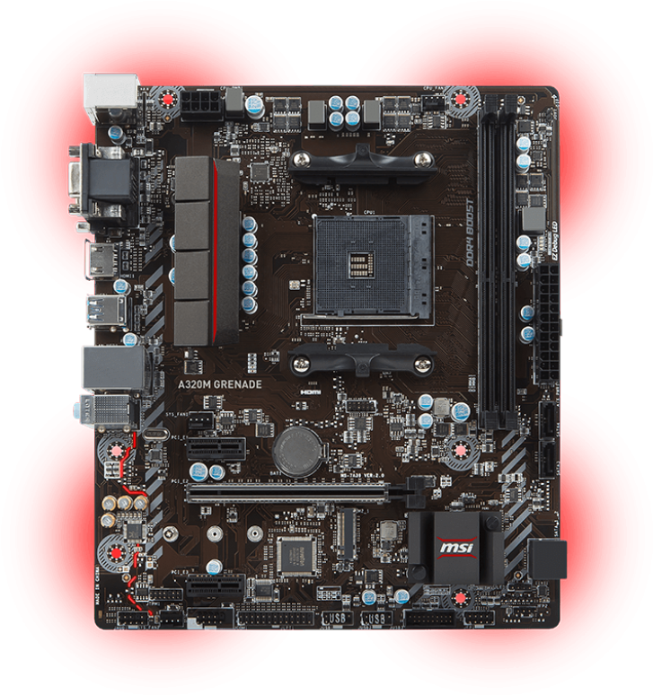 Msi Motherboard Amd Ryzen Am4 A320 32gb Ddr4 Pci Express - Msi A320m Grenade - Motherboard - Mikro-atx - Socket (1024x819), Png Download