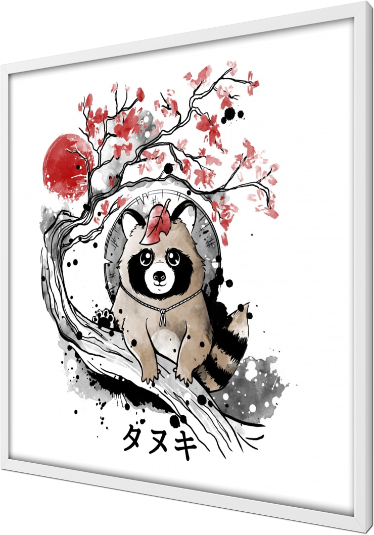 Tanuki Red Sun (740x1059), Png Download