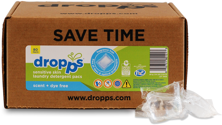 Dropps Sensitive Skin Laundry Detergent Pods, Scent - Dropps Mini Detergent 100ct Pac, Unscented Dye Enzyme-free, (750x562), Png Download