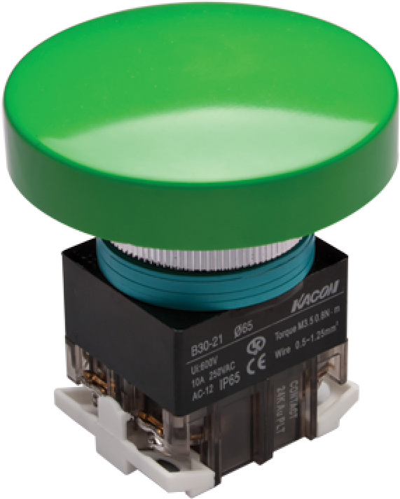 30mm Momentary Push Button, 65mm Mushroom Head, Ip63, - Push-button (800x800), Png Download