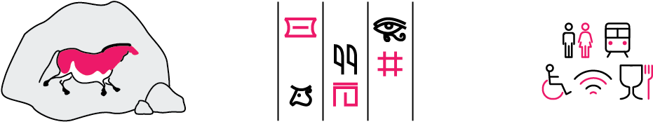Cave Drawings, To Egyptian Hieroglyphs, To Modern Day - Carmine (1245x337), Png Download