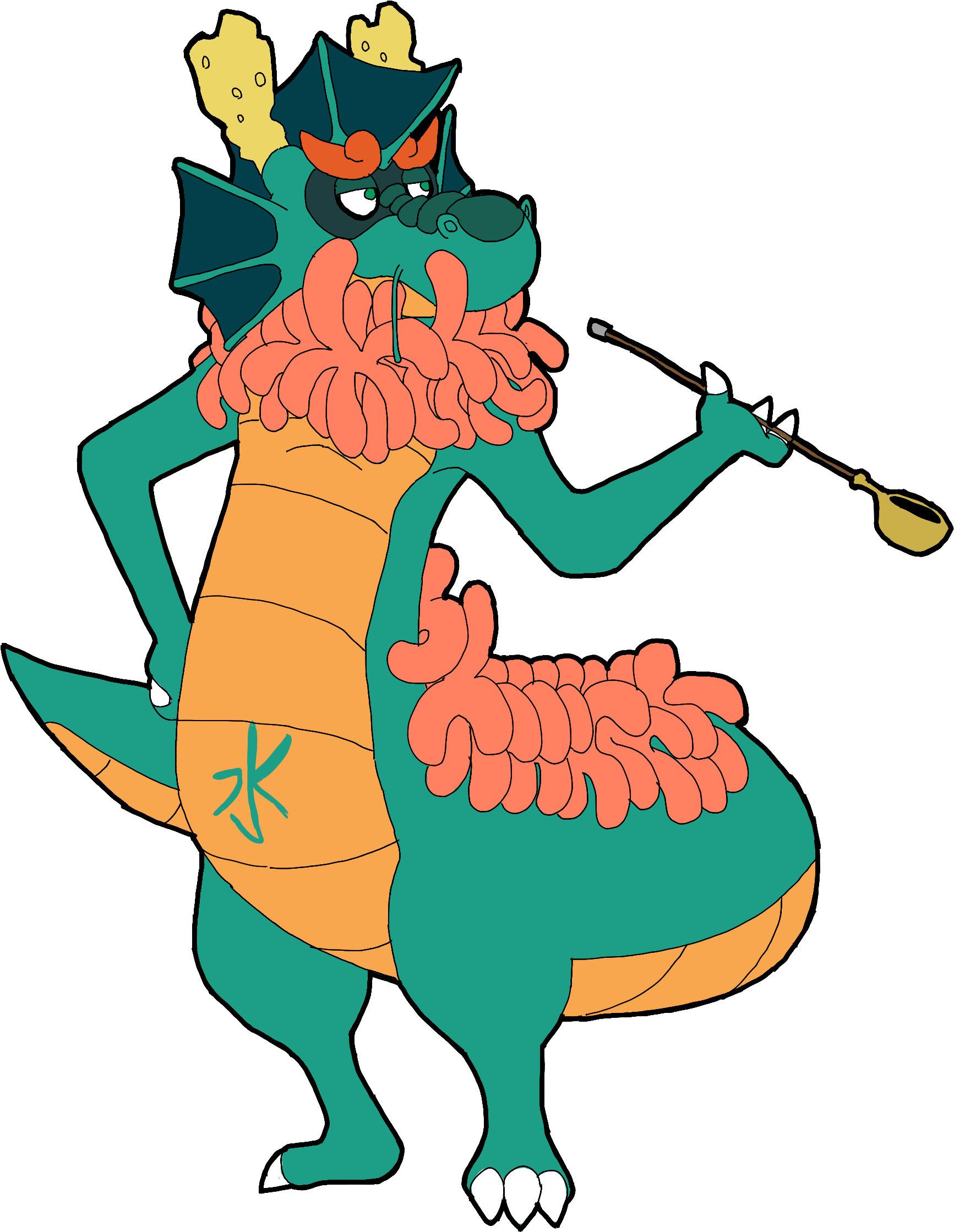 Water Dragon God V2 - Cartoon (2400x2336), Png Download