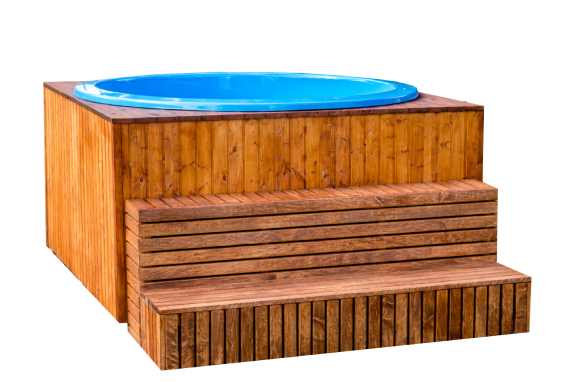 Square Fiberglass Hot Tub - Viking Houttobbe Van Glasvezel Met Externe Kachel (1000x750), Png Download