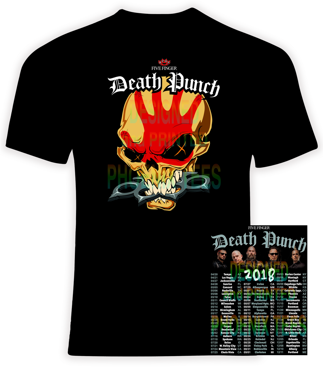 Five Finger Death Punch 2018 Concert Tour T Shirt (1120x1280), Png Download
