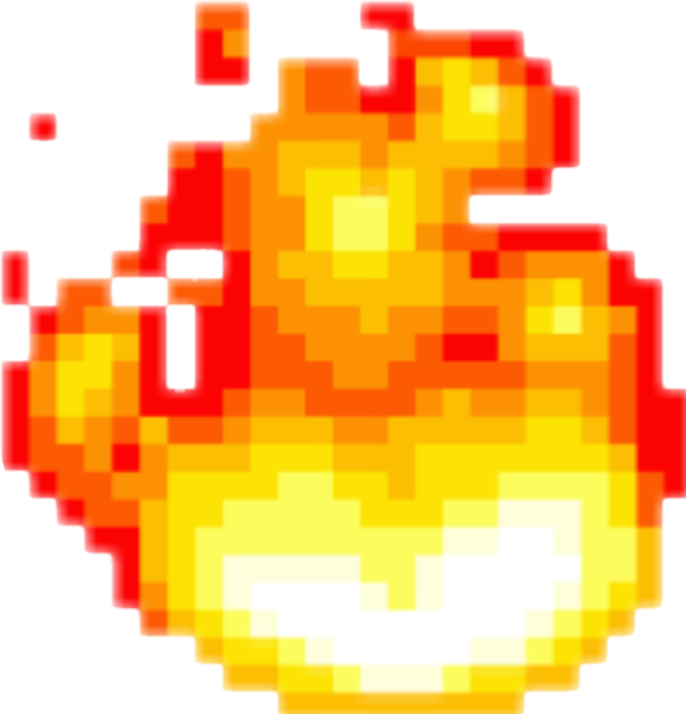 8bit Pixel Game Cute Fire Bomb Flame Fireflame Red (621x646), Png Download