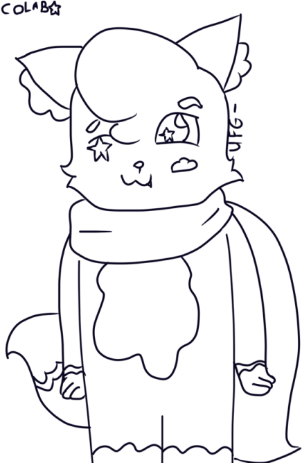 Art Collab With @timefire25 - Line Art (500x666), Png Download