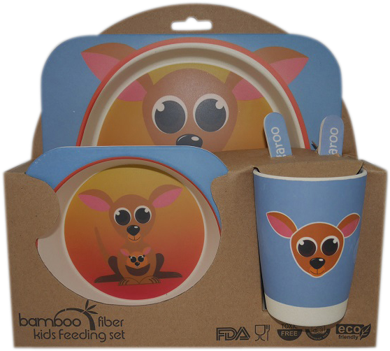 Kangaroo Bamboo Kids Dinner Set - Turkey (1000x750), Png Download