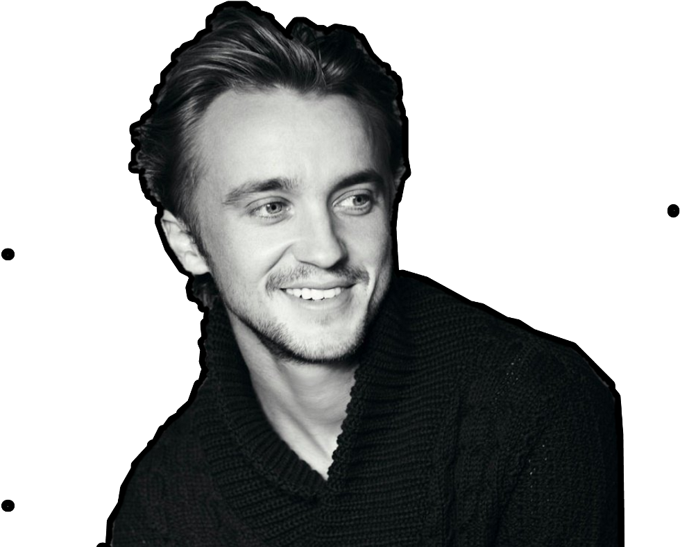 Tom Felton In Black And White (1024x1024), Png Download