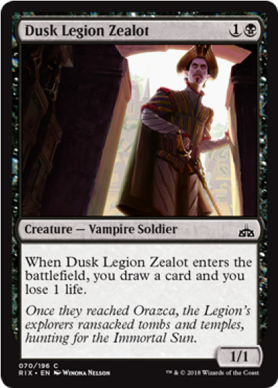 Dusk Legion Zealot Rivals Of Ixalan English - Demon Of Catastrophes Promo (560x560), Png Download