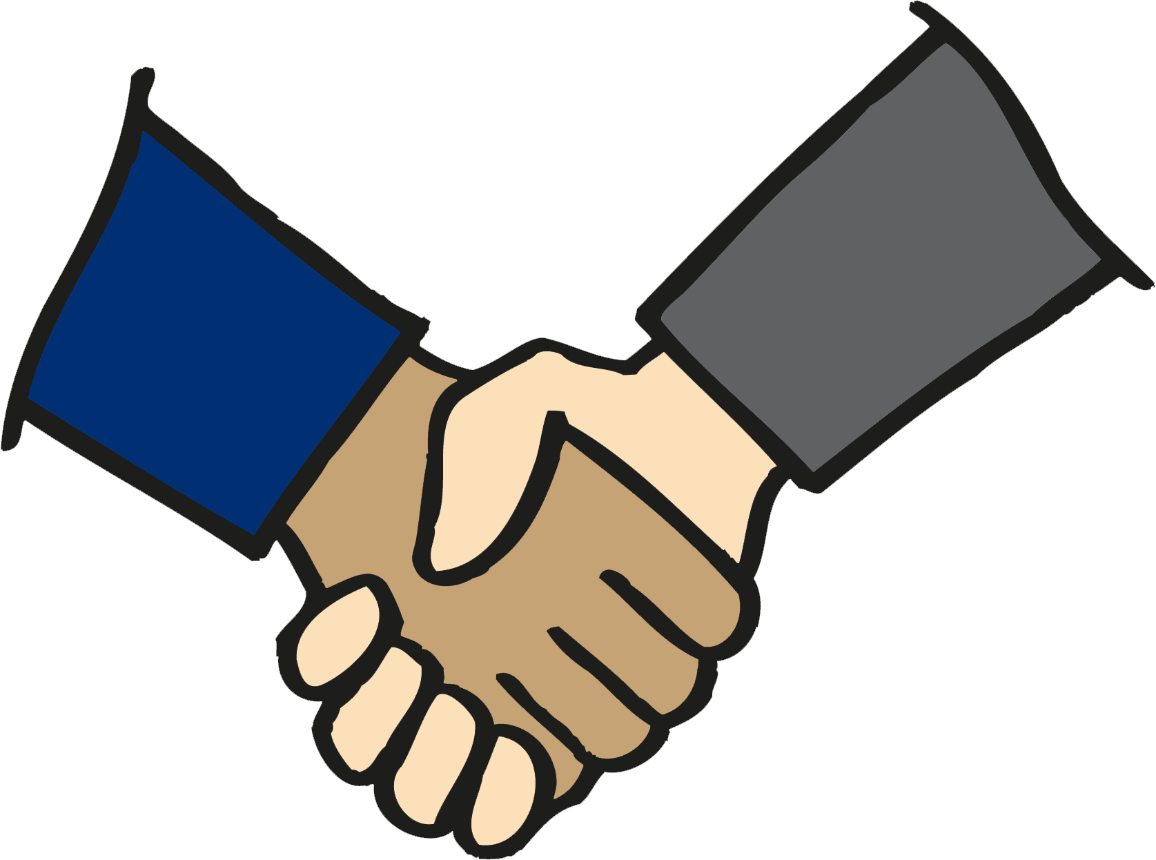 Two Hands Clasped - Clip Art Hand Shake (1675x1246), Png Download