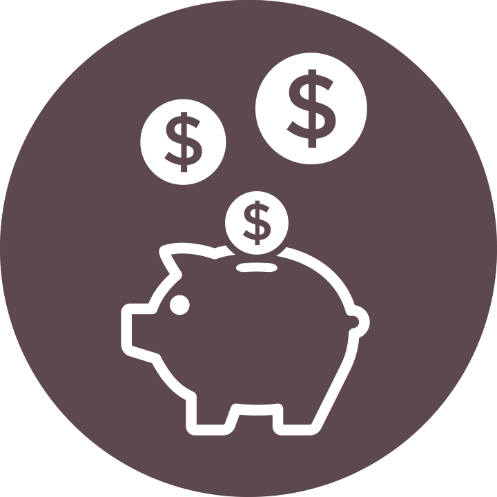 Piggy Bank Icon With Dollar Signs Above It - Saving (720x720), Png Download