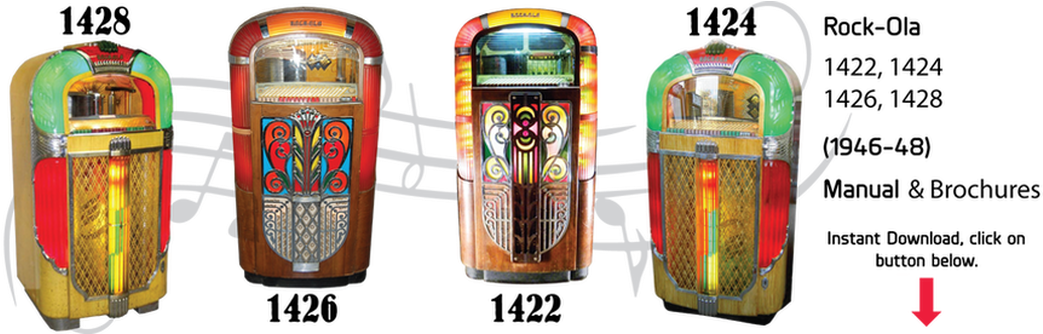 Rock Ola Model Series 1422, 1424, 1426, 1428 Manuals - Rock Ola 1428 Jukebox (1054x333), Png Download