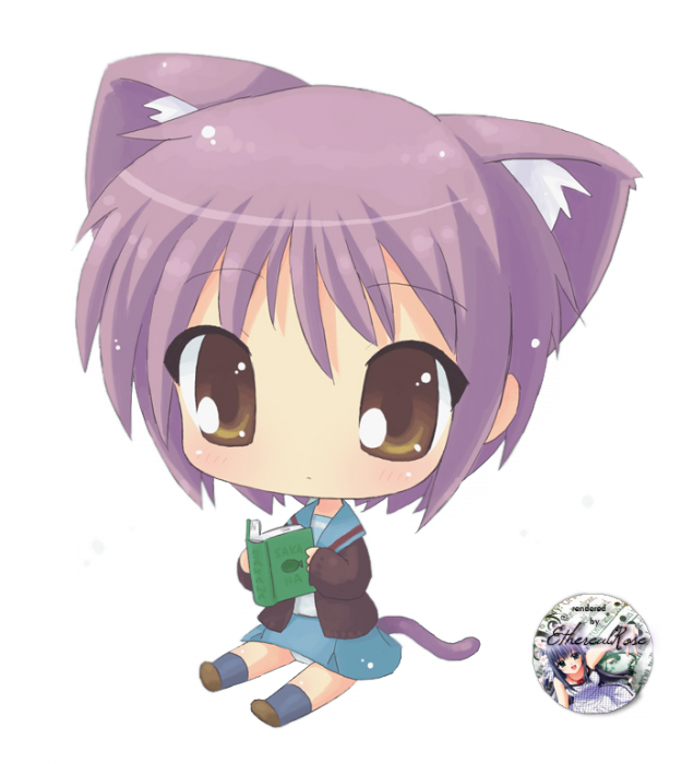 Chibi Girl Cat (636x700), Png Download