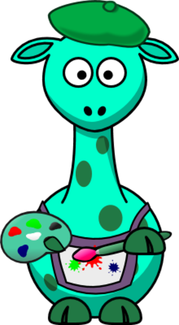 Giraffe As A Painter Artist - Giraffe Cartoon Png Clipart (600x1091), Png Download