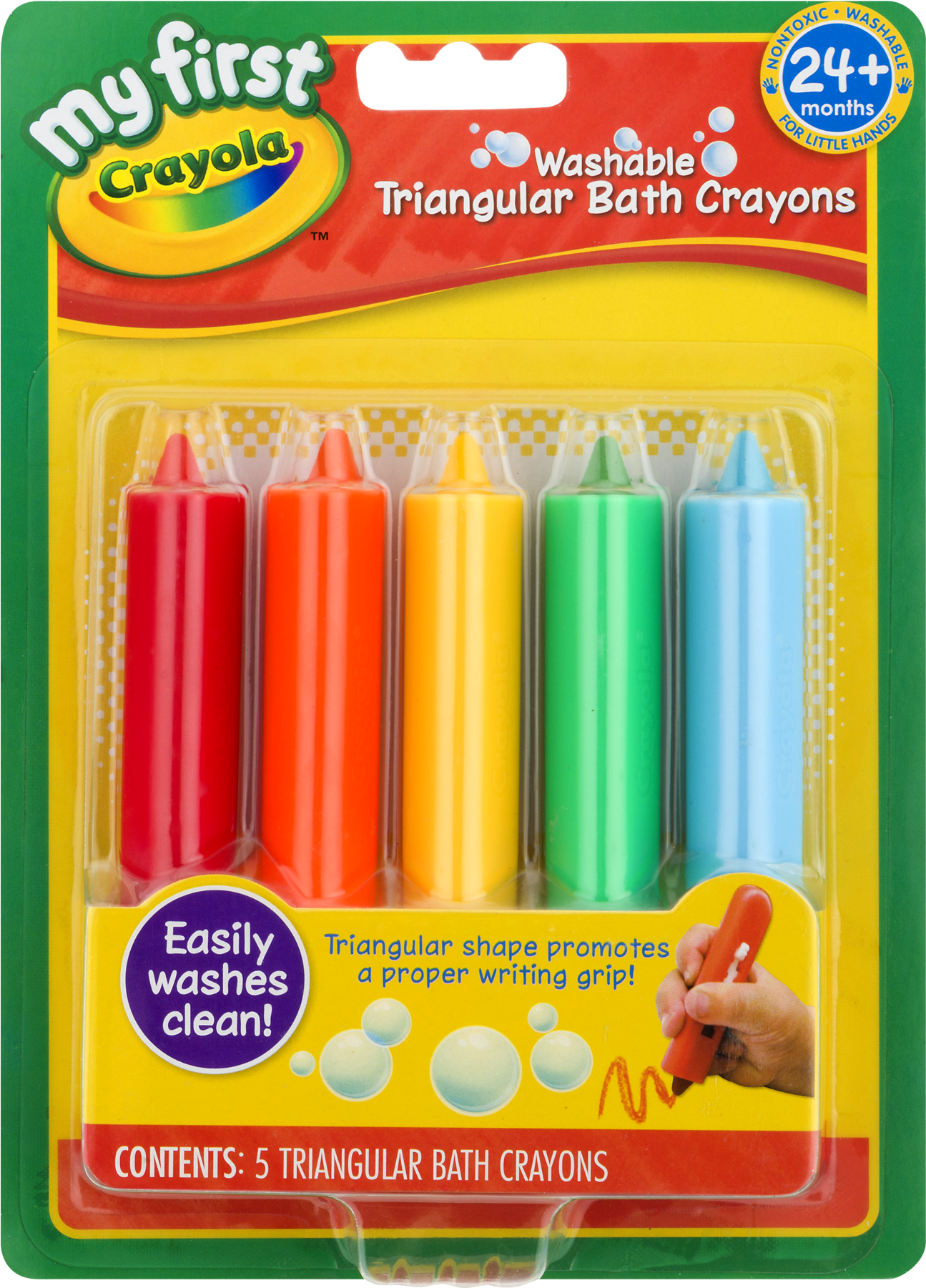 My First Crayola Washable Triangular Bath Crayons 5 (1800x1800), Png Download