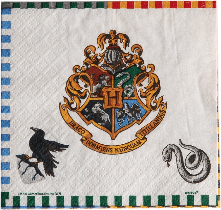 Harry Potter Napkins Small Reverse - Original Hogwarts Crest Printable (1400x1400), Png Download