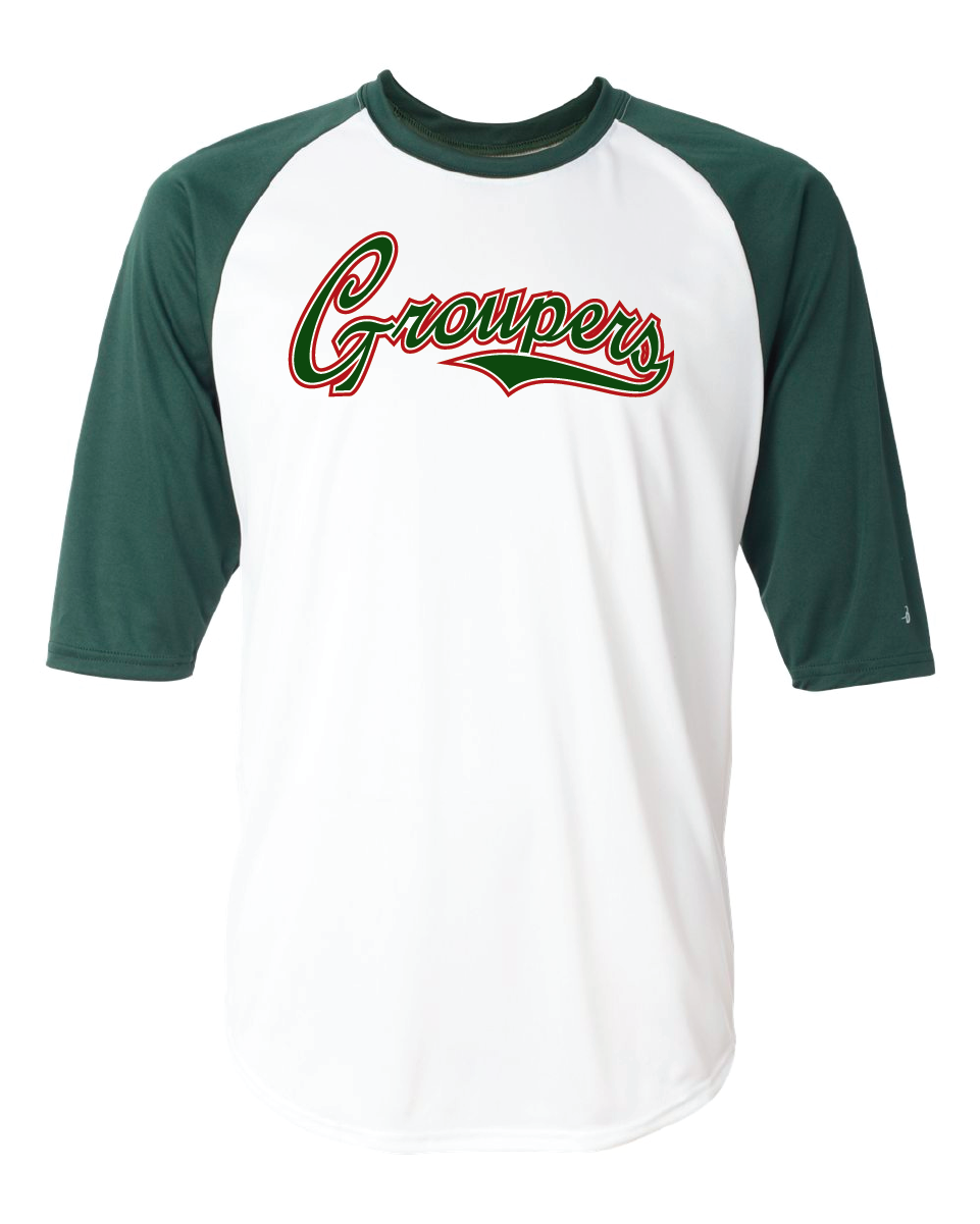 Groupers 3/4 Sleeve Shirt - Badger Sport 3/4 Sleeve Raglan Baseball Performance (1200x1201), Png Download