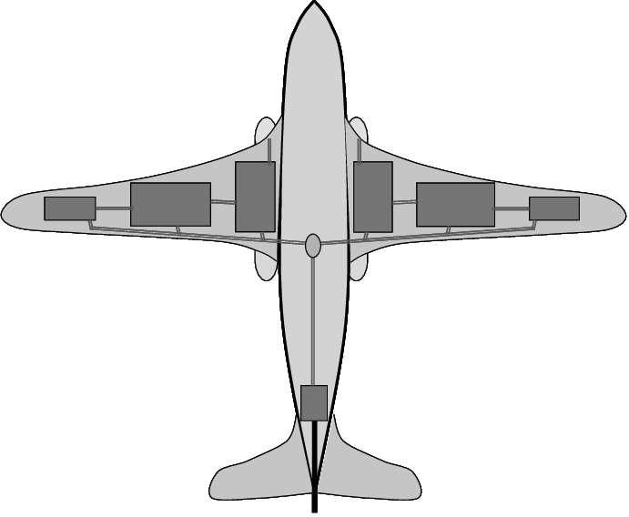 Top View Of Aircraft Fuel System - Aircraft Fuel System (691x568), Png Download