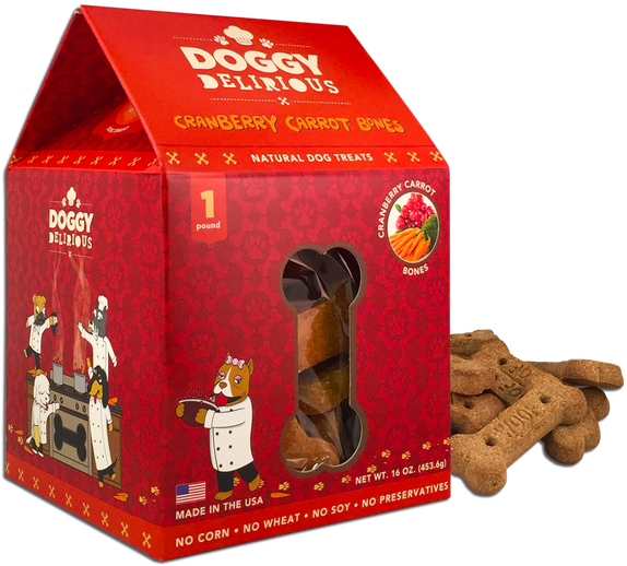 Cranberry Carrot Bones 16oz - Doggy Delirious Natural Cranberry Carrot Flavor Dog (600x528), Png Download