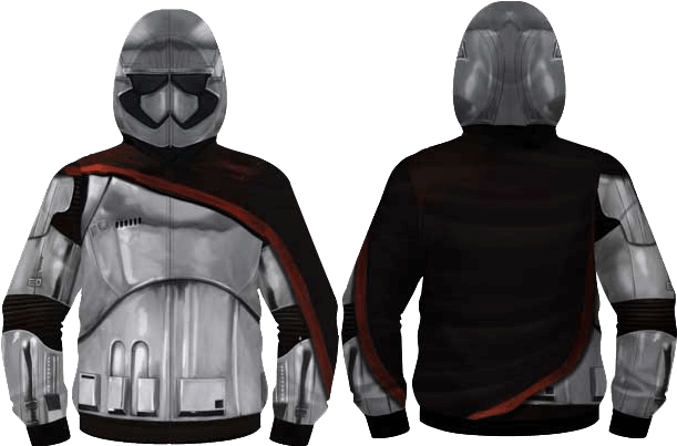Captain Phasma Armor And Helmet Hoodie - Star Wars Captain Phasma Mens Zip Up Costume Hoodie (610x610), Png Download