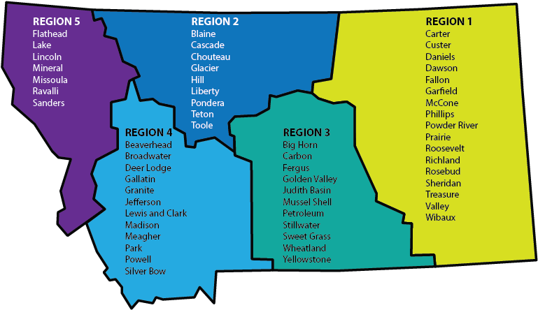 Beaverhead, Broadwater, Deer Lodge, Gallatin, Granite, - Map Of Montana Regions (768x472), Png Download