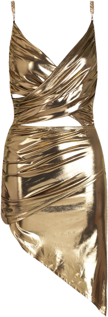 Paris Hilton Metallic Cut Front Chain Detail Dress, (400x1051), Png Download