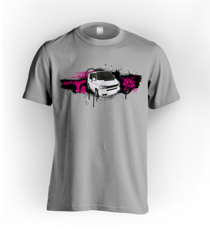 Pink Vw Volkswagen Transporter T4 Grunge T-shirt - Ttt Shirt Yogscast Art (913x1023), Png Download