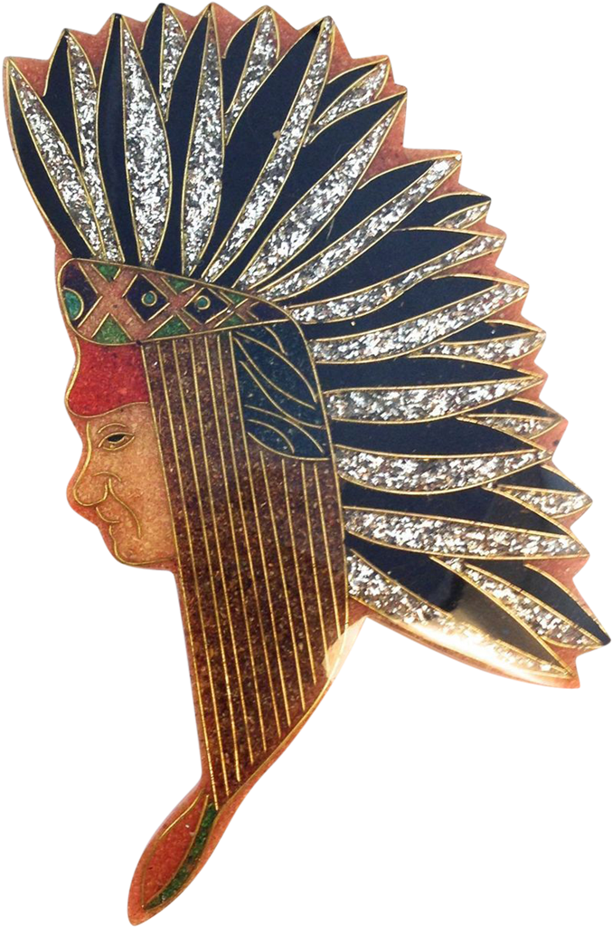 Vintage 1980s 4 3/4 Inch Plastic Glitter Native American - Headpiece (1023x1023), Png Download