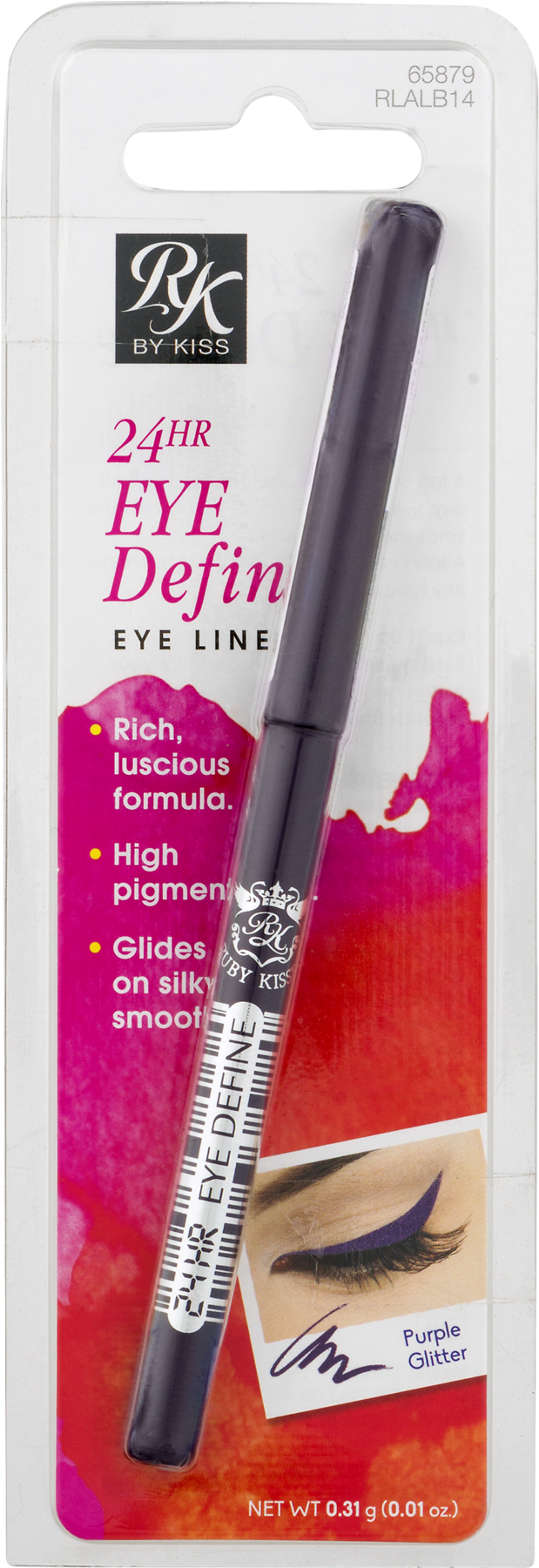 Rk By Kiss 24 Hr Eye Define Eye Liner Purple Glitter, - Kiss Ruby Kisses 24hr Eye Define Eye Liner, Very Black, (1800x1800), Png Download