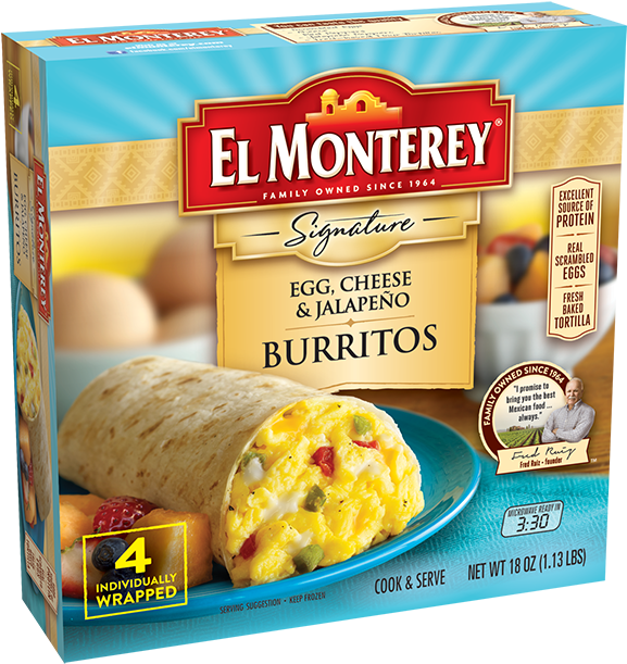 Egg, Cheese & Jalapeno Frozen Burritos - El Monterey Breakfast Supreme Burritos, Jalapeno Egg (600x630), Png Download