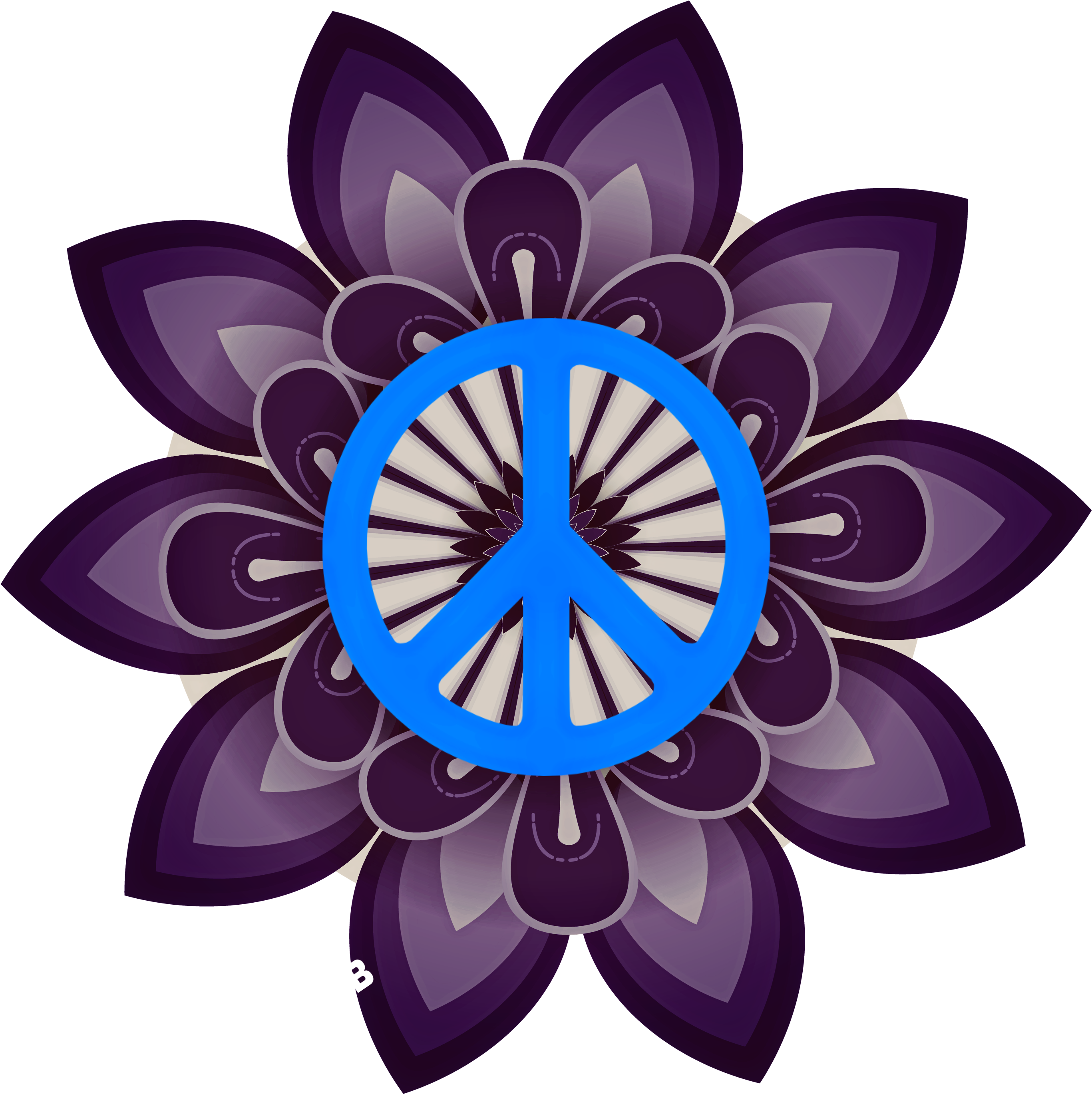 Petal Drawing Hippie Clipart Black And White Library - Drawing (2895x2895), Png Download