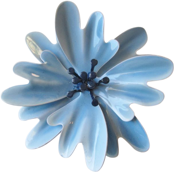 Blue Flower Pin Vintage 1960s Metal Hippie Flower Power - Gerbera (604x604), Png Download