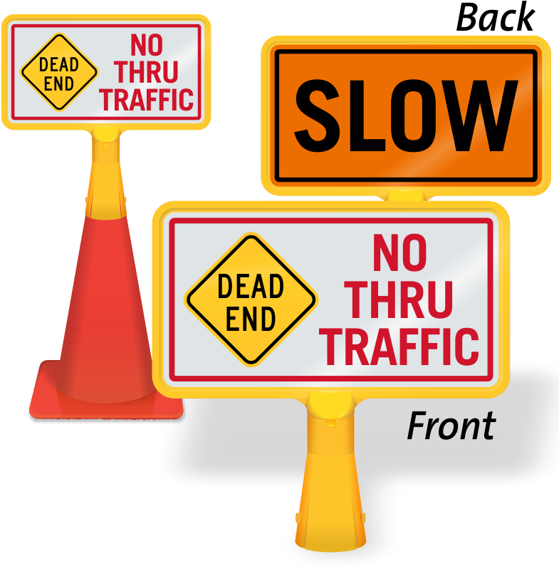 Dead End No Thru Traffic Coneboss Sign - Sign For Glass Doors Door Swings Out Visible From Both (800x800), Png Download