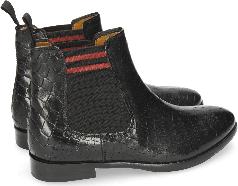 Ankle Boots Daisy 6 Black Elastic Red Lines - Melvin & Hamilton (1024x1024), Png Download