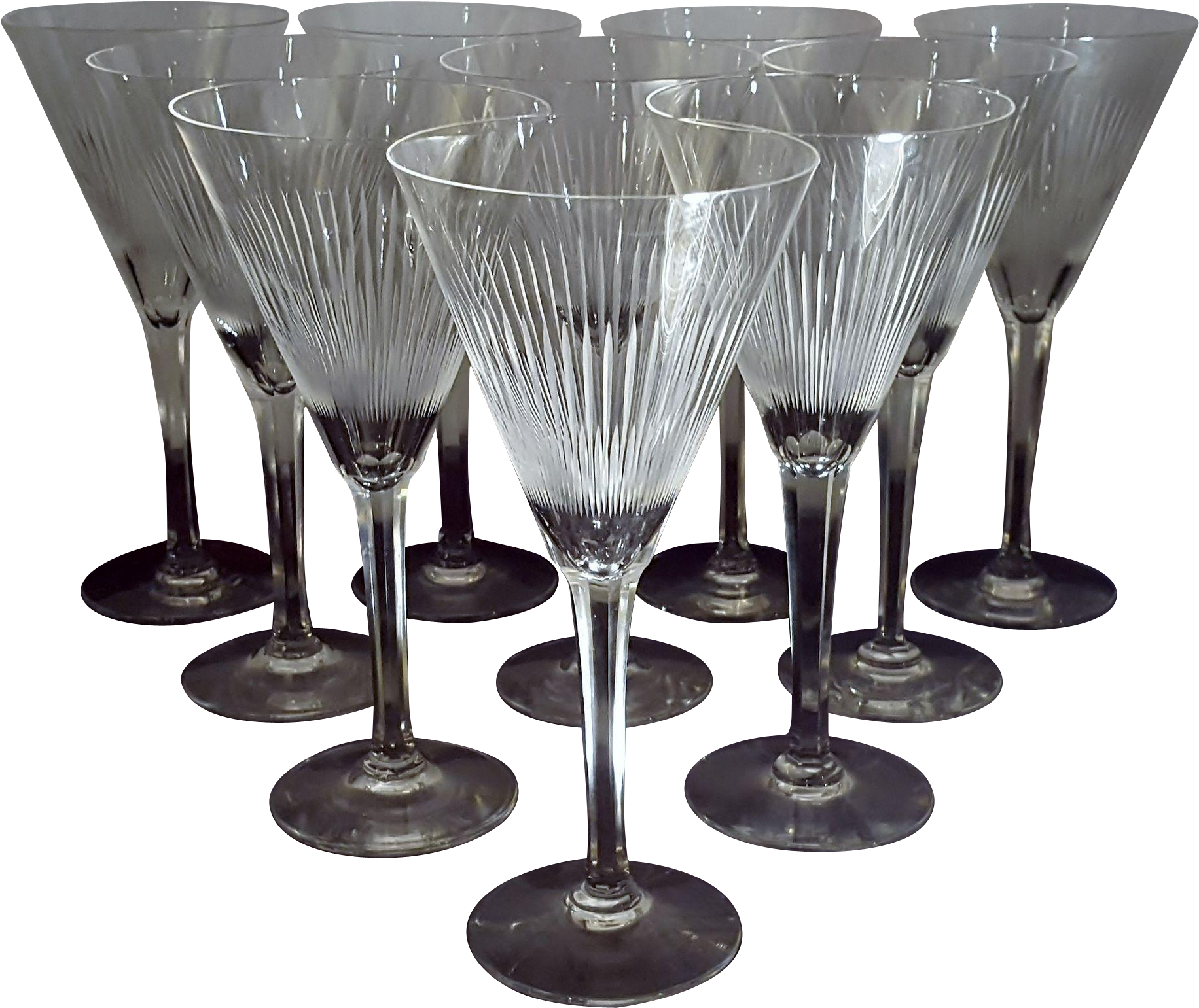 Mid Century Starburst Cut Crystal Champagne Flutes (1831x1831), Png Download