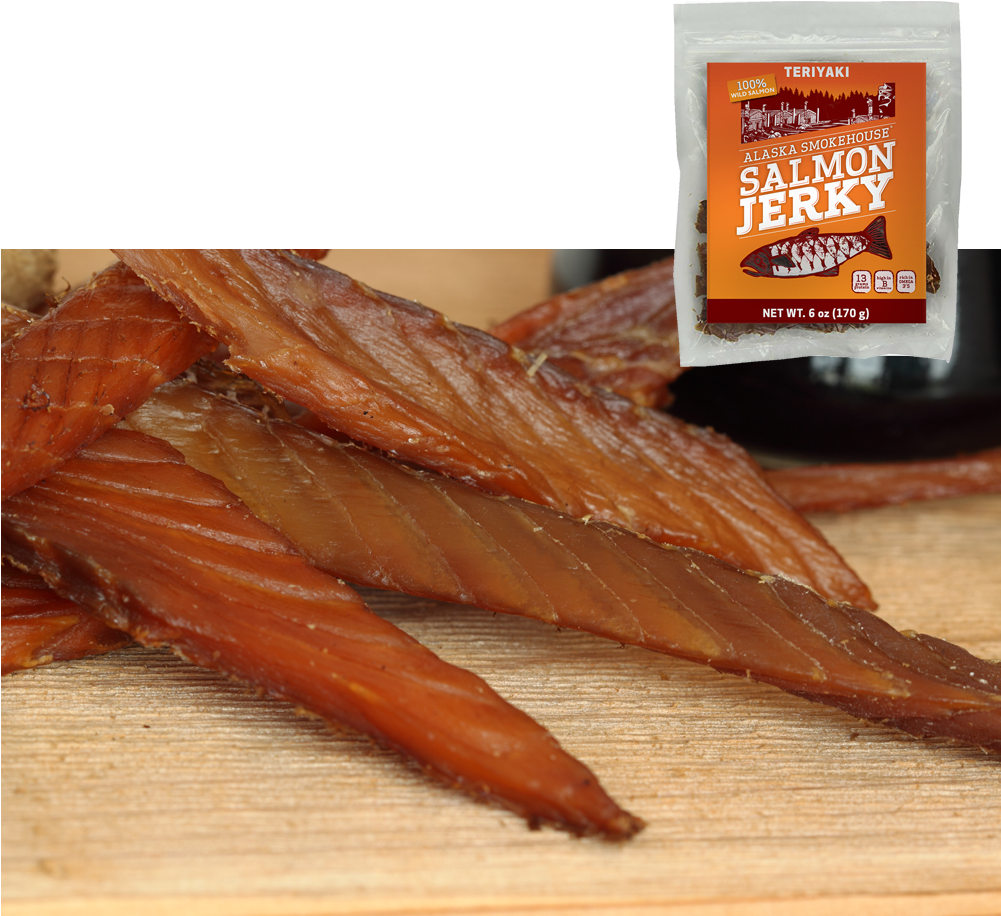 6 Oz Teriyaki Salmon Jerky - Beef Jerky (1000x1000), Png Download