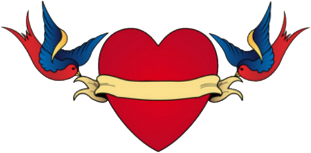Sparrow Sparrows Hearttattoo Sparrowtattoo Lovetattoo - Coeur Tatouage Old School (1024x1024), Png Download